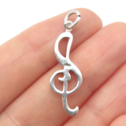 925 Sterling Silver Vintage Treble Clef Music Pendant