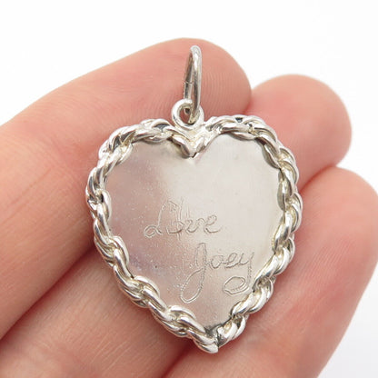 925 Sterling Silver Vintage Beau "Love Joey" Heart Pendant