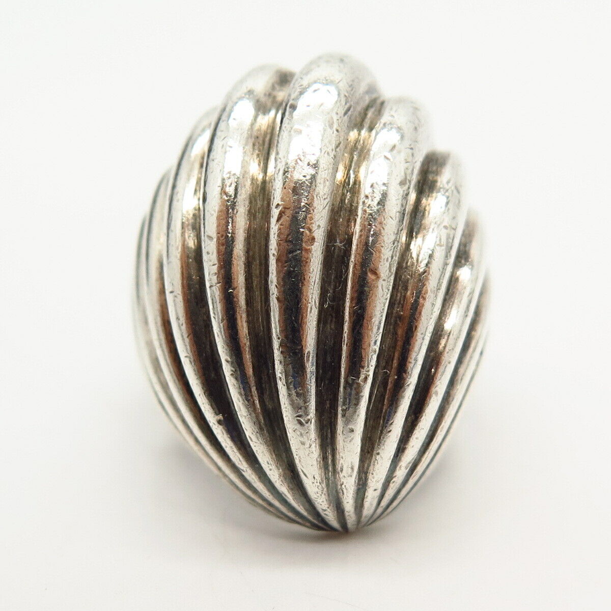 925 Sterling Silver Vintage Shell Design Wide Ring Size 9