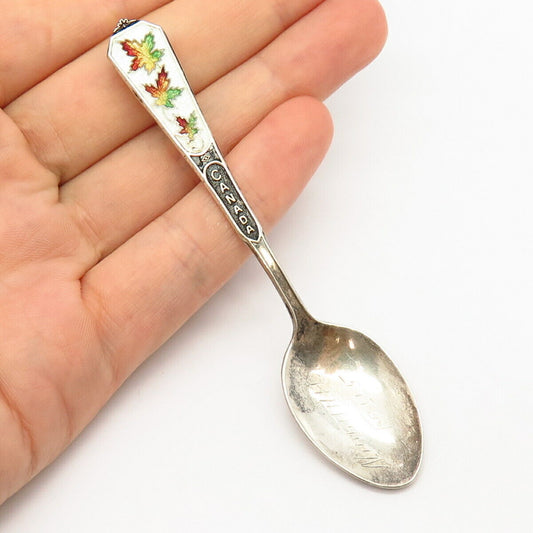 925 Sterling Antique Breadner & Co Enamel "Canada Niagara Falls" Demitasse Spoon