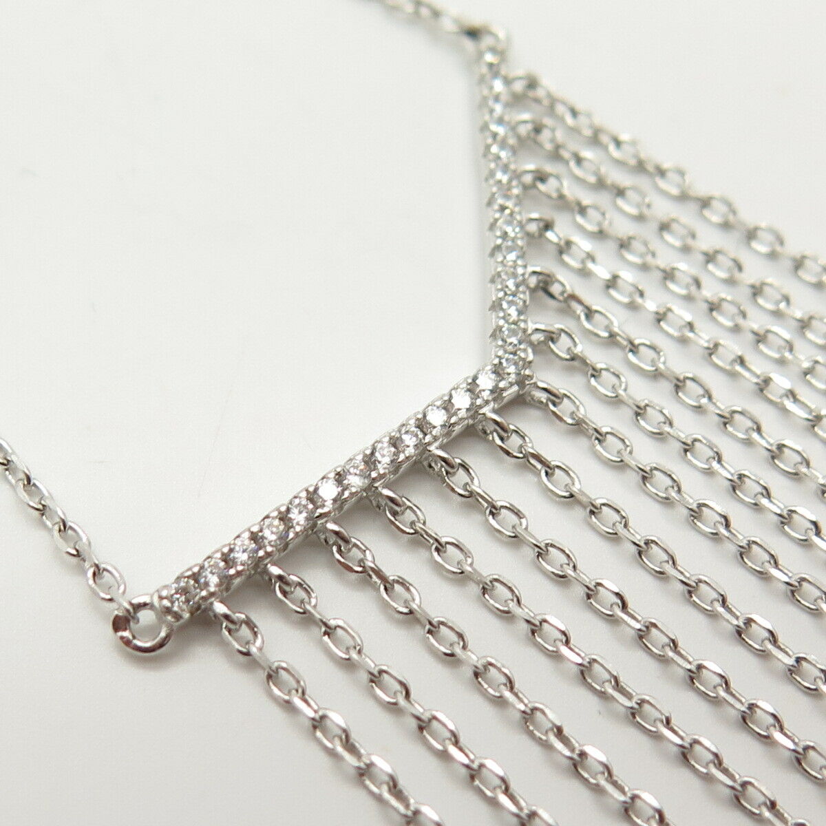 925 Sterling Silver C Z Dangling Rolo Chain Necklace 24"