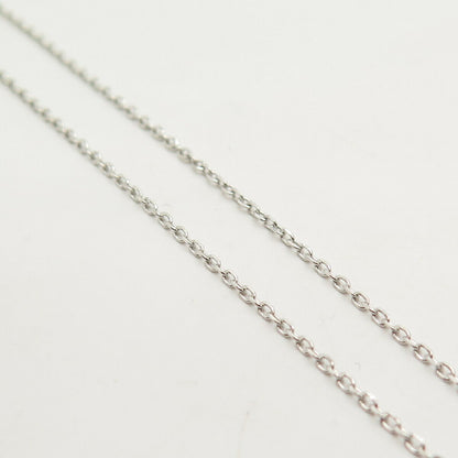 925 Sterling Silver C Z Dangling Rolo Chain Necklace 24"