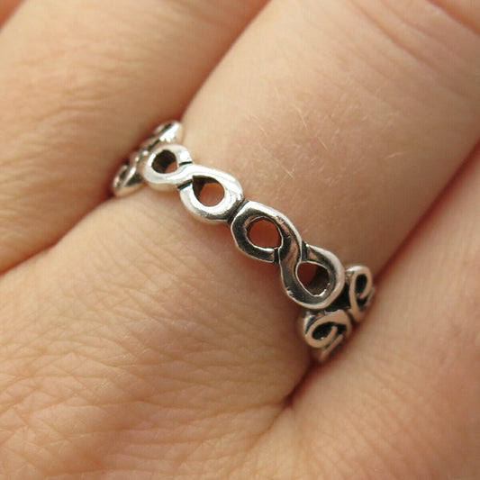 925 Sterling Silver Infinity / Swirl Ring Size 8 3/4