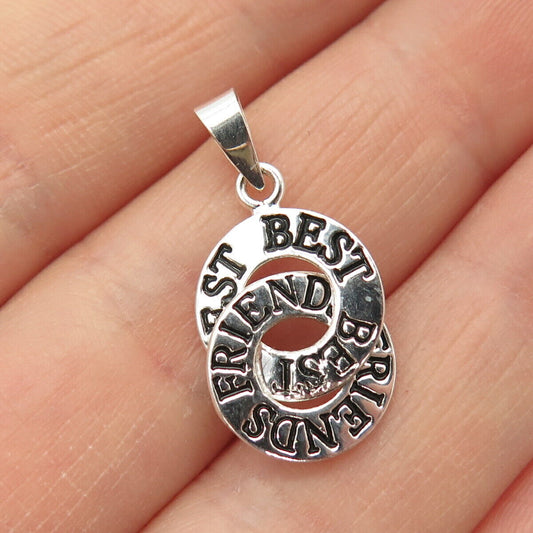 925 Sterling Silver "Best Friends" Double Circle Pendant