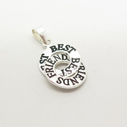 925 Sterling Silver "Best Friends" Double Circle Pendant