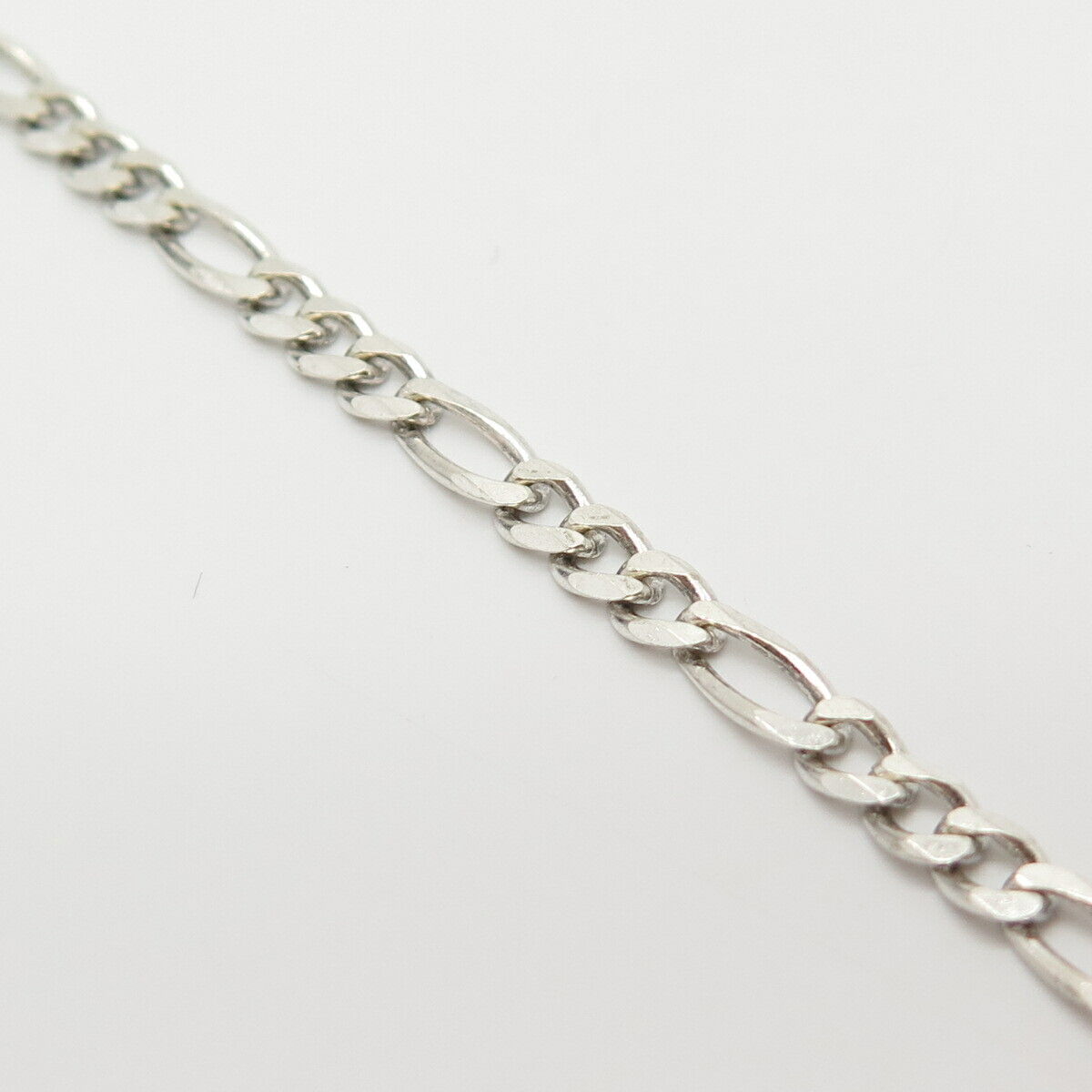 925 Sterling Silver Italy Figaro Link Bracelet 8"