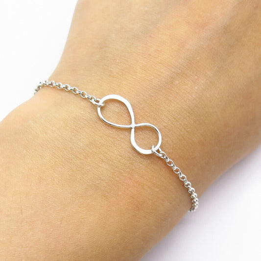 925 Sterling Silver Infinity Rolo Link Bracelet 6.75"