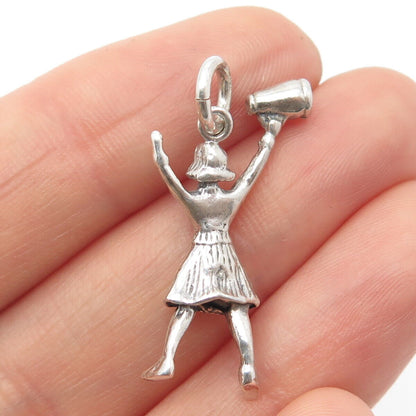 925 Sterling Silver Vintage Girl & Megaphone Pendant