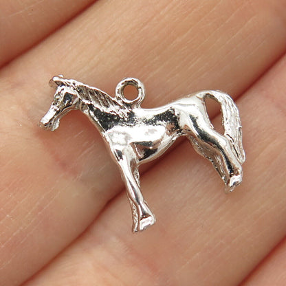 925 Sterling Silver Antique Horse Design Charm Pendant