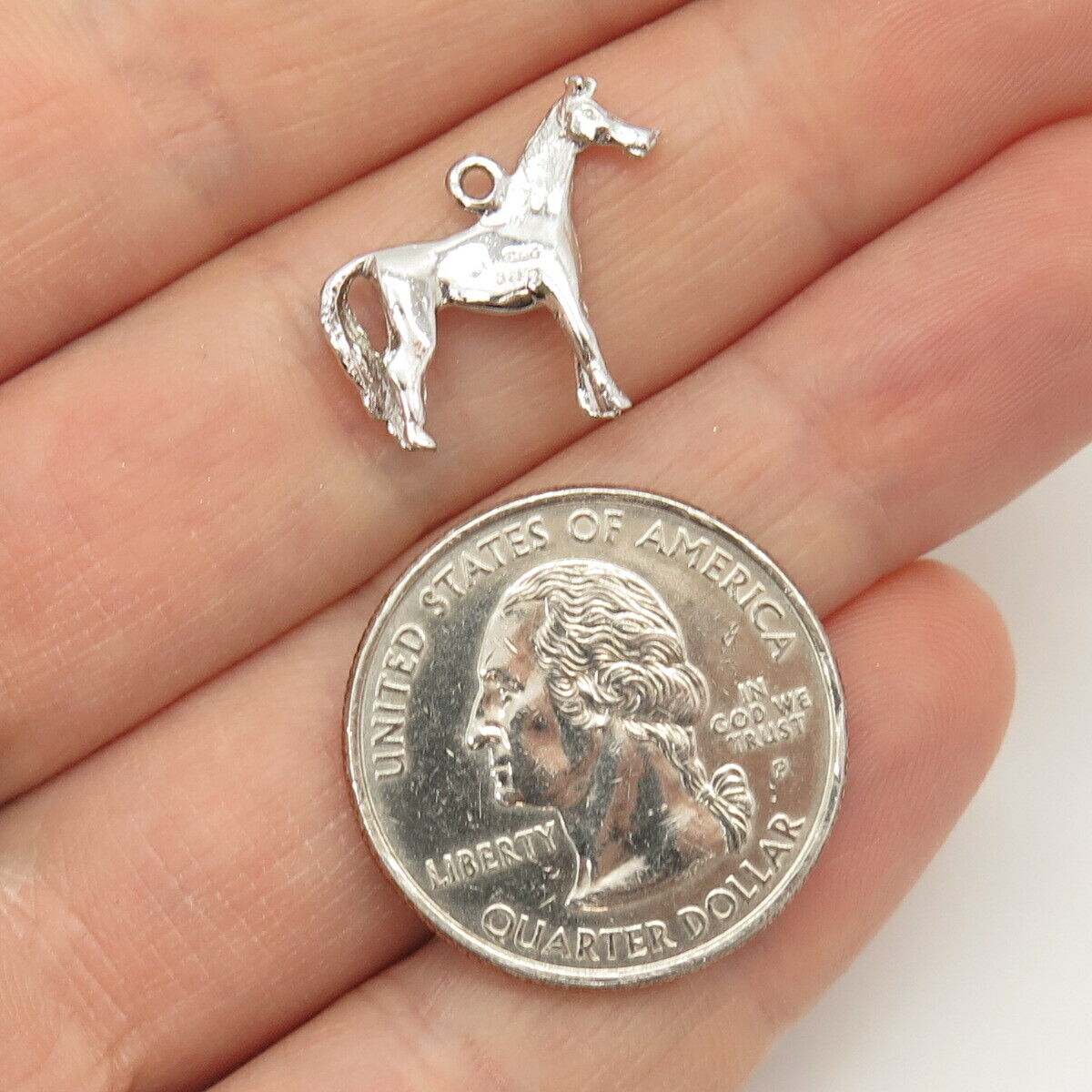 925 Sterling Silver Antique Horse Design Charm Pendant