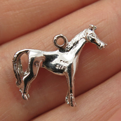 925 Sterling Silver Antique Horse Design Charm Pendant