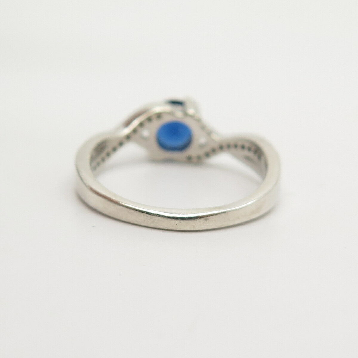 925 Sterling Silver White & Blue C Z Ring Size 7