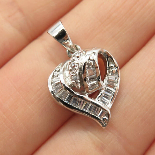 925 Sterling Silver C Z Heart Pendant