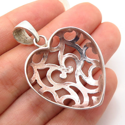 925 Sterling Silver Italy Milor Ornate Heart Design Pendant