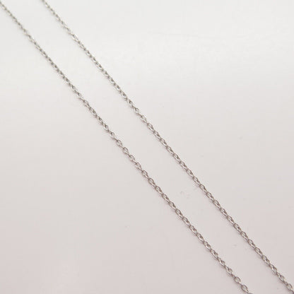 925 Sterling Silver Real Pearl & White Diamond Heart Rolo Chain Necklace 16"