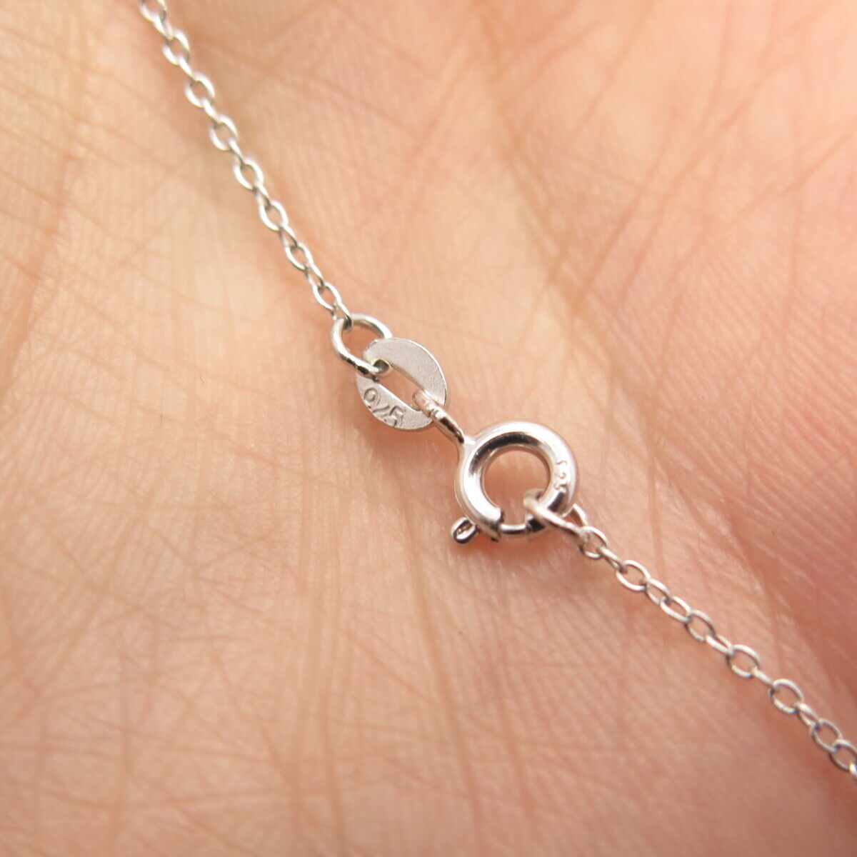 925 Sterling Silver Real Pearl & White Diamond Heart Rolo Chain Necklace 16"