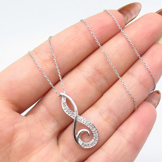 925 Sterling Silver Jane Seymour Real Diamond Rolo Chain Necklace 18"