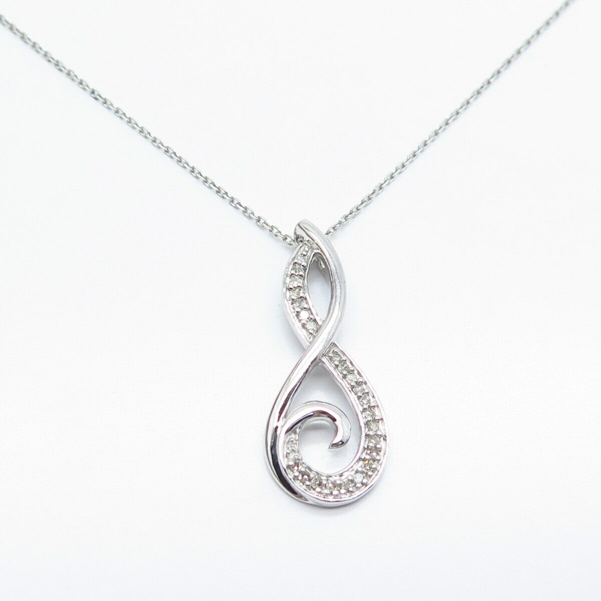 925 Sterling Silver Jane Seymour Real Diamond Rolo Chain Necklace 18"