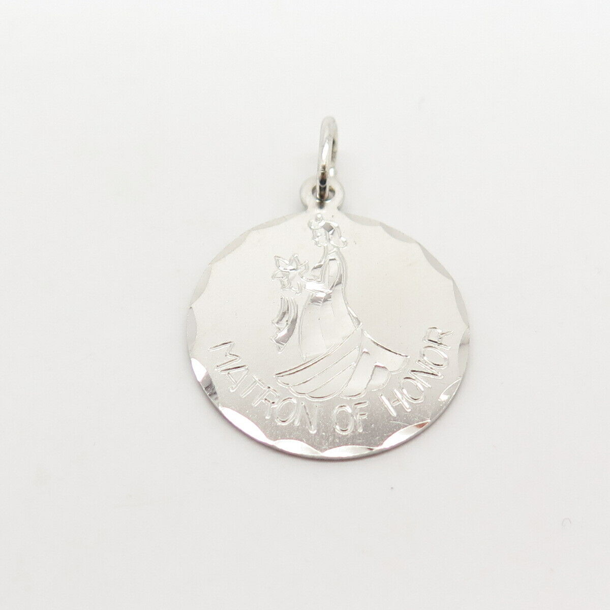 925 Sterling Silver Vintage Elco "Matron of Honour" Round Pendant