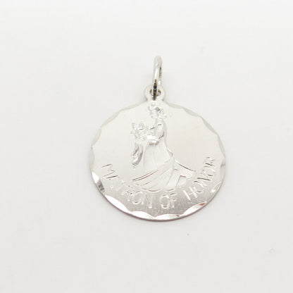 925 Sterling Silver Vintage Elco "Matron of Honour" Round Pendant