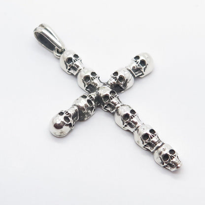 925 Sterling Silver Skull & Cross Pendant