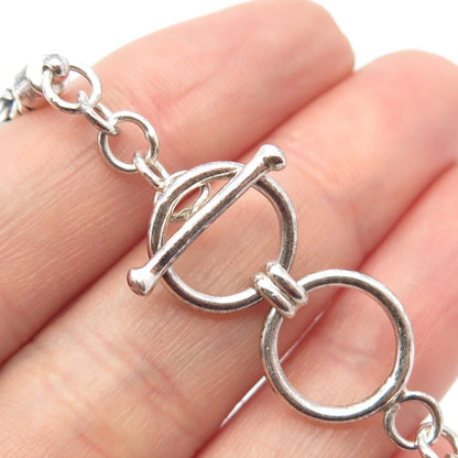 925 Sterling Silver Vintage Real Smoky Quartz Byzantine Link Bracelet 7.25"