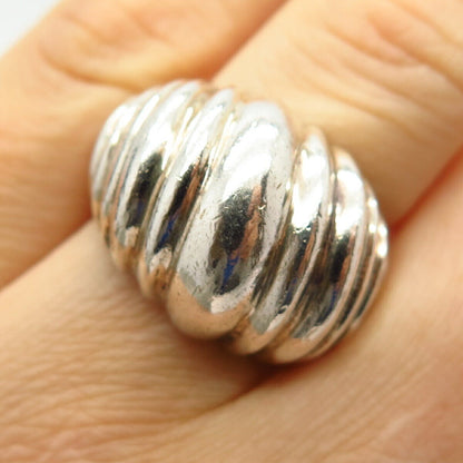 925 Sterling Silver Vintage Mexico Shell Design Ring Size 7