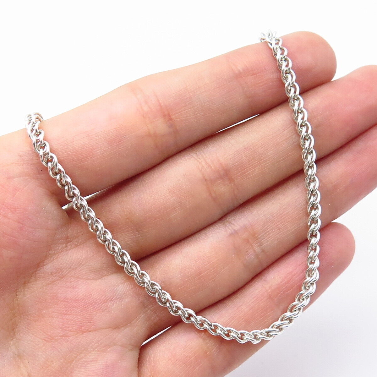 925 Sterling Silver Braided Chain Necklace 20"