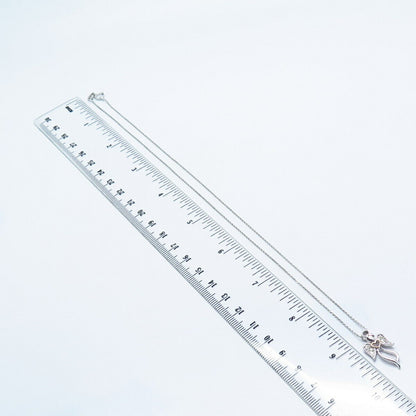 925 Sterling Silver 2-Tone Italy SUN White Diamond Angel Rolo Chain Necklace 18"