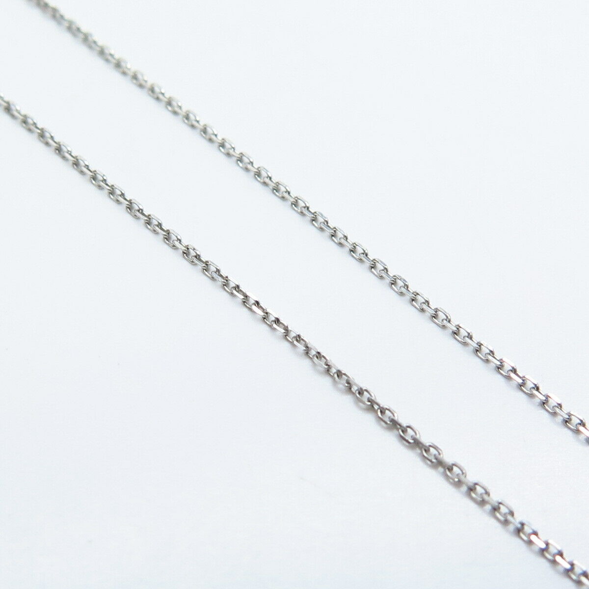 925 Sterling Silver 2-Tone Italy SUN White Diamond Angel Rolo Chain Necklace 18"