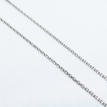 925 Sterling Silver 2-Tone Italy SUN White Diamond Angel Rolo Chain Necklace 18"