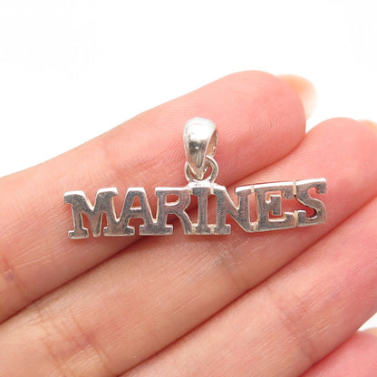 925 Sterling Silver Vintage "MARINES" Logo Pendant