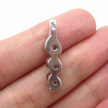 925 Sterling Silver Round-Cut C Z Wand Braided Pendant