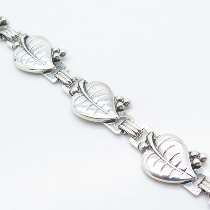 925 Sterling Silver Vintage Leaf Panel Link Chain Necklace 15"