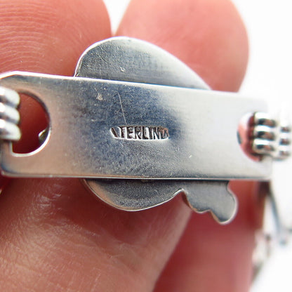 925 Sterling Silver Vintage Leaf Panel Link Chain Necklace 15"