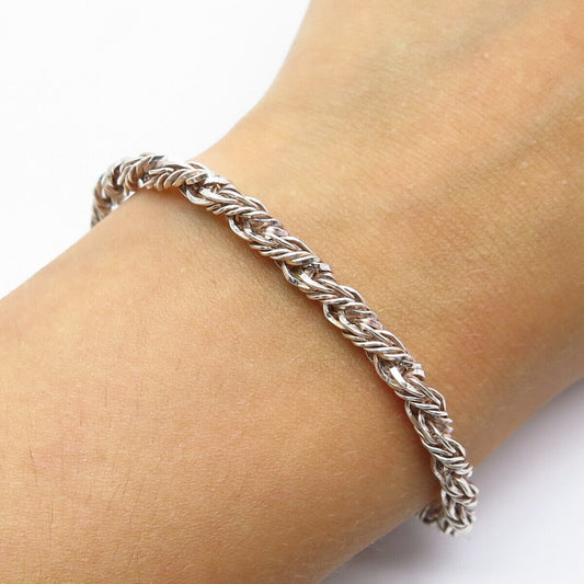 925 Sterling Silver Vintage Italy Milor Twisted Rope Link Bracelet 7''