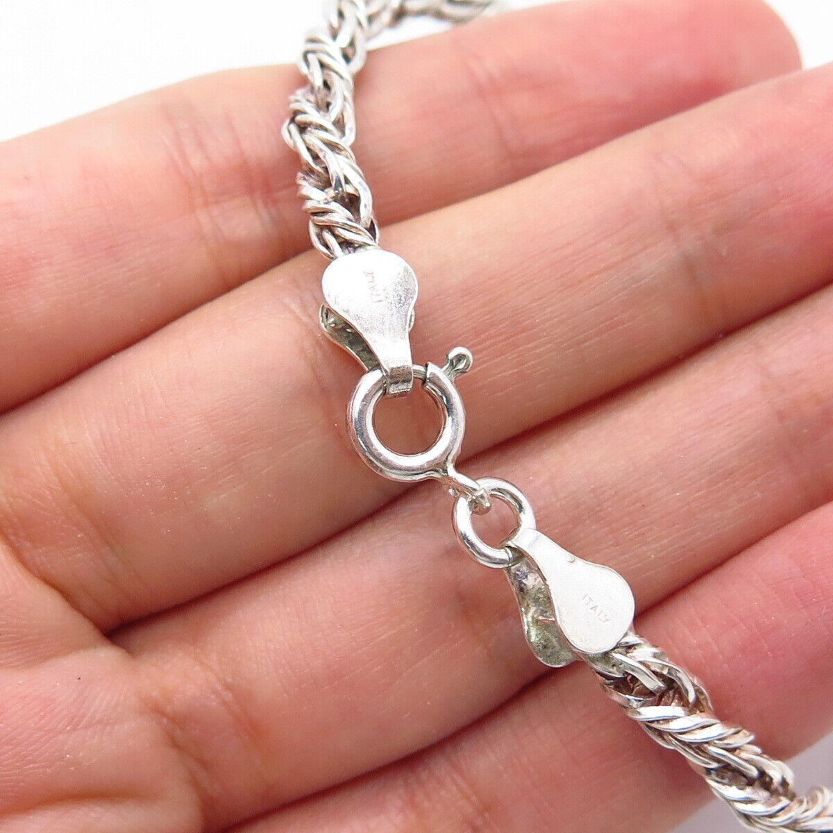 925 Sterling Silver Vintage Italy Milor Twisted Rope Link Bracelet 7''