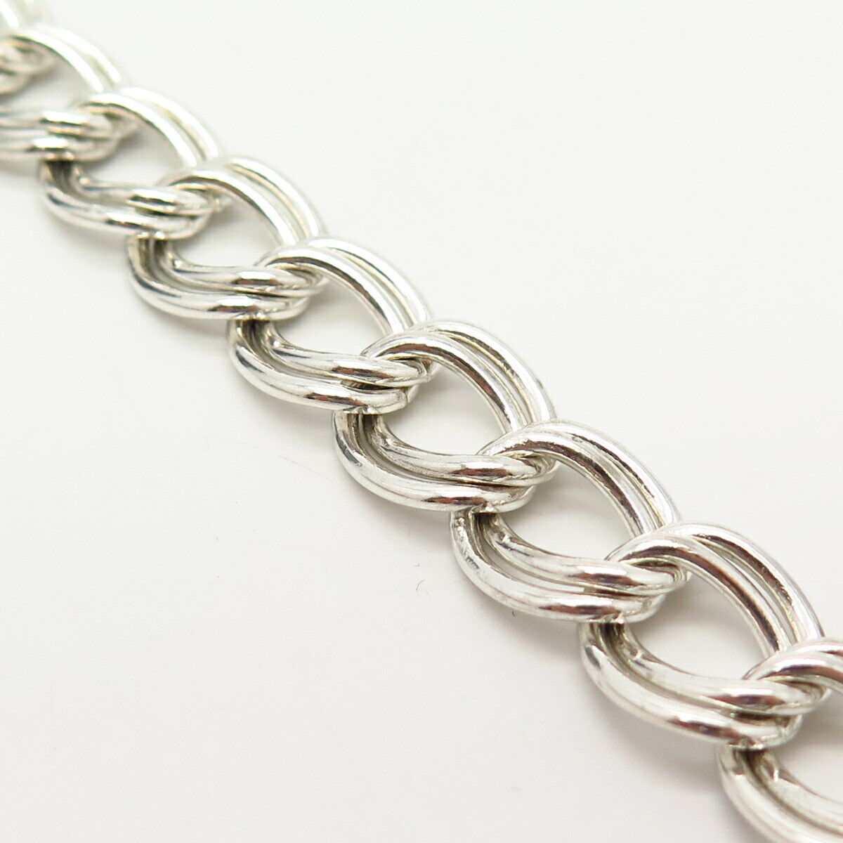 925 Sterling Silver Italy Double Cable Link Bracelet 6 3/4"