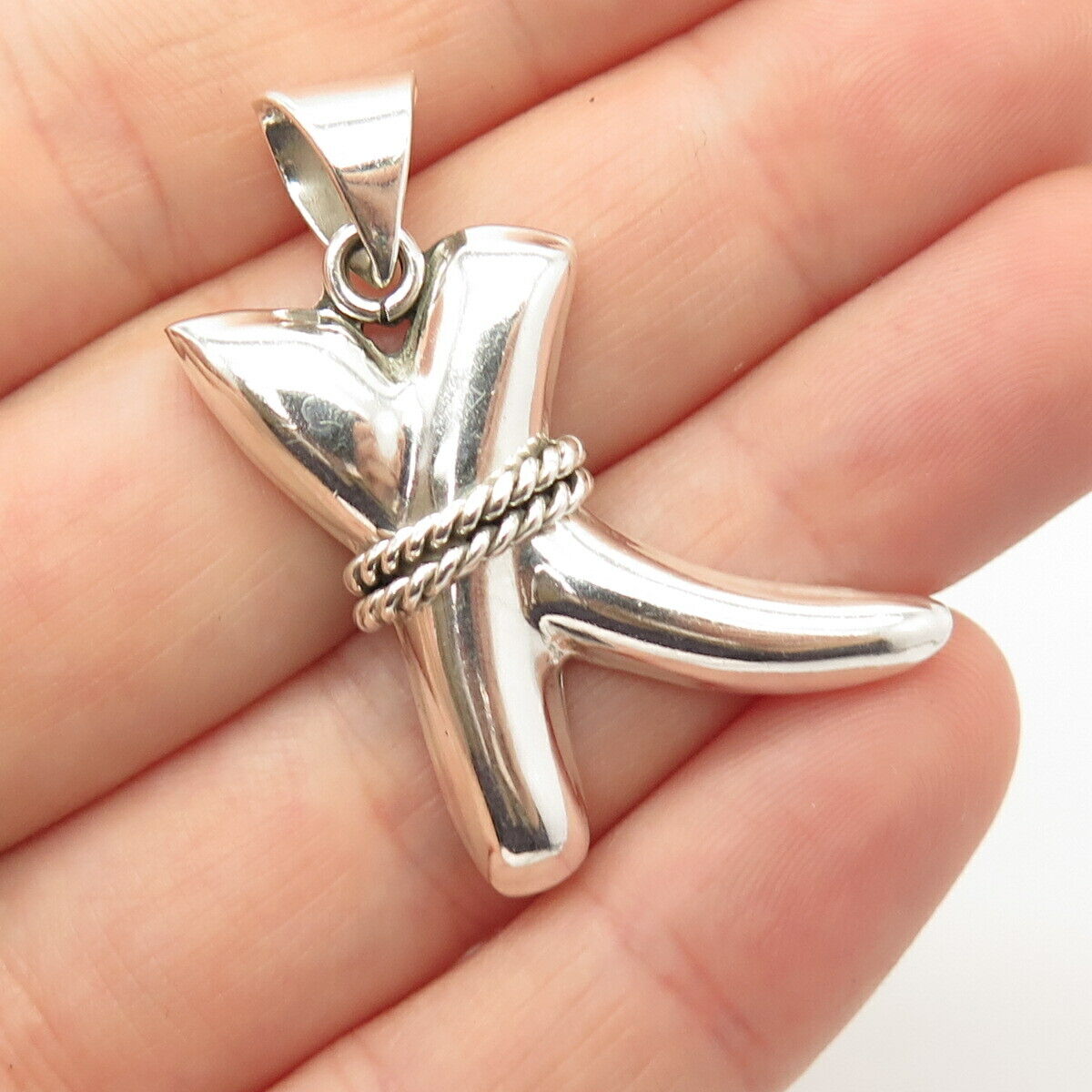 925 Sterling Silver Vintage Mexico "X" Crossover Pendant