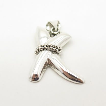 925 Sterling Silver Vintage Mexico "X" Crossover Pendant