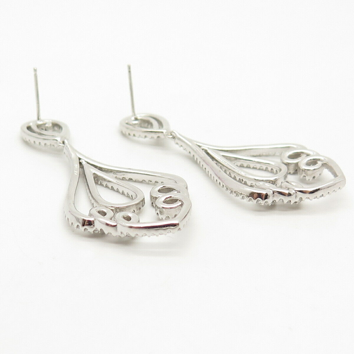 925 Sterling Silver Pave C Z Dangling Earrings