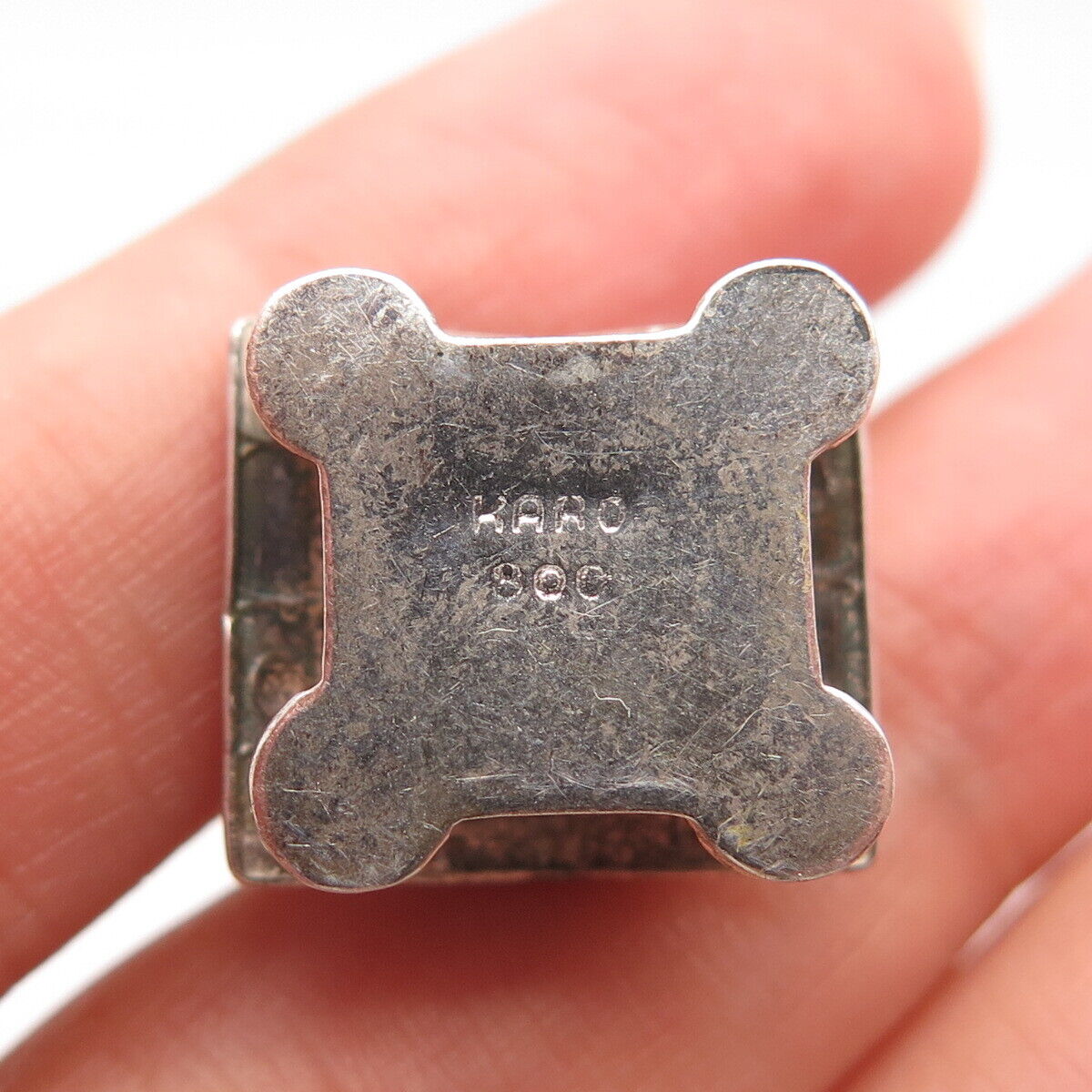 800 Silver Vintage Karo Old House Charm Pendant