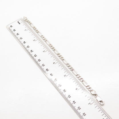 925 Sterling Silver Italy Figaro Link Bracelet 7.25"