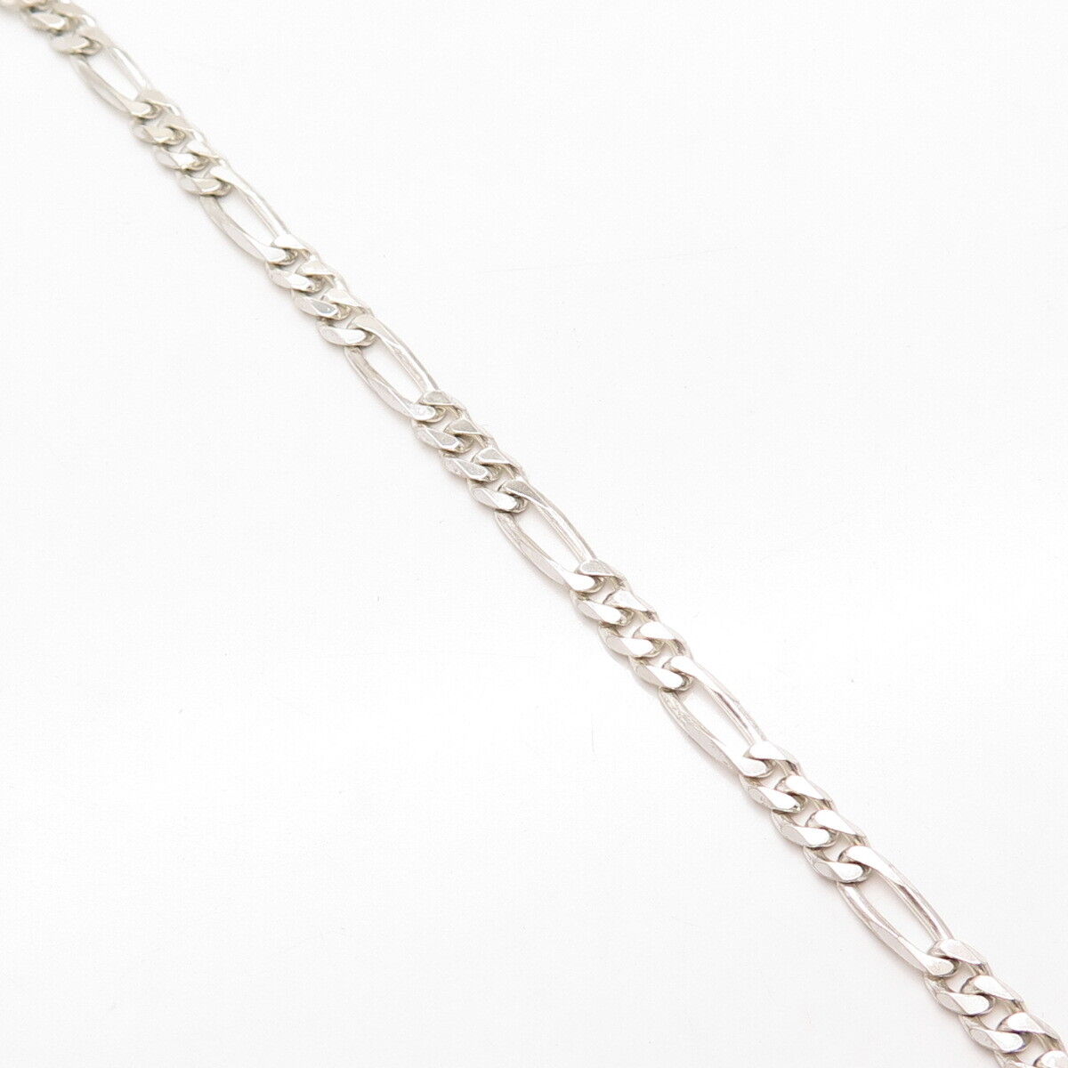 925 Sterling Silver Italy Figaro Link Bracelet 7.25"