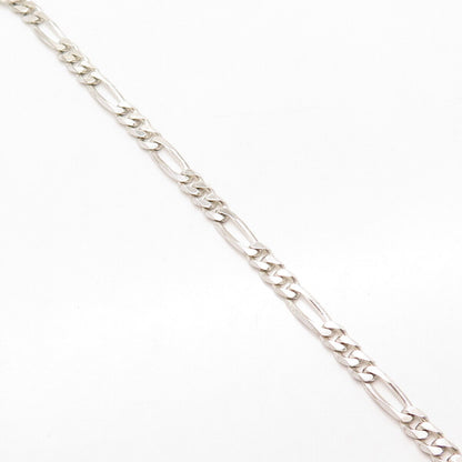 925 Sterling Silver Italy Figaro Link Bracelet 7.25"