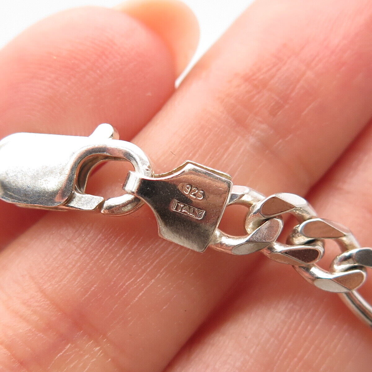 925 Sterling Silver Italy Figaro Link Bracelet 7.25"