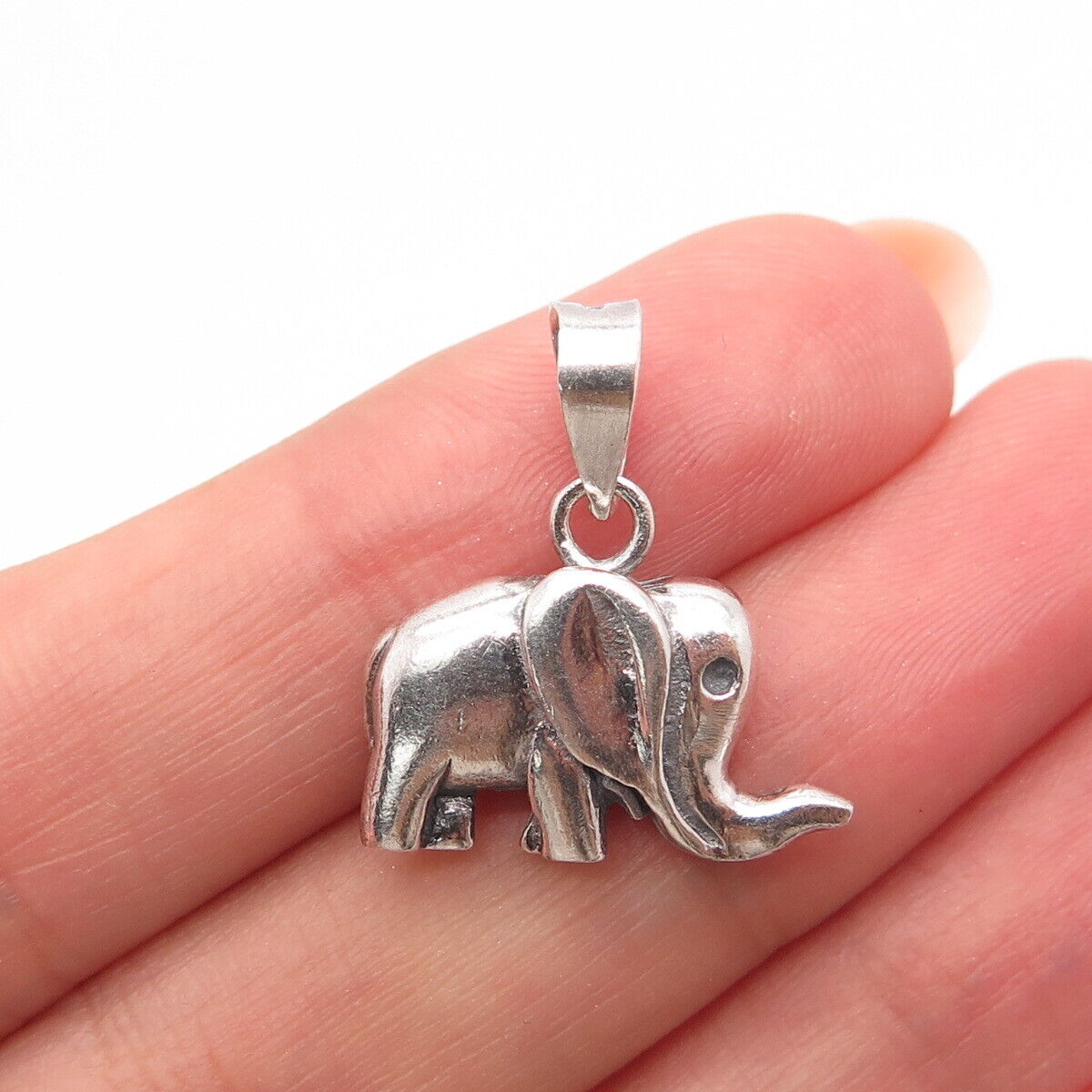 925 Sterling Silver Vintage Elephant For Good Charm Pendant