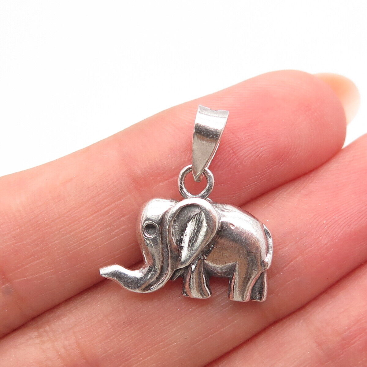 925 Sterling Silver Vintage Elephant For Good Charm Pendant