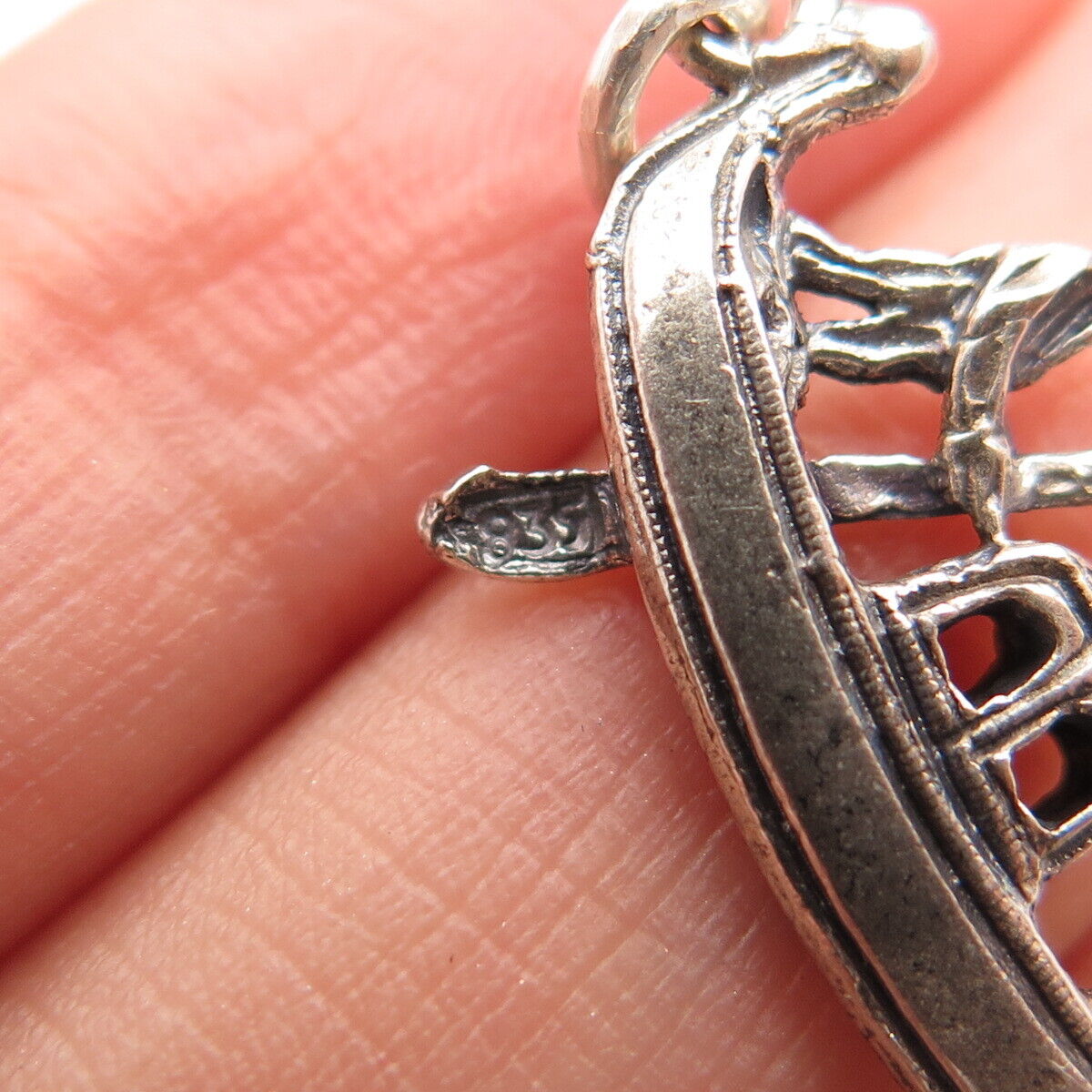 835 Silver Vintage Man on Sailboat Pendant