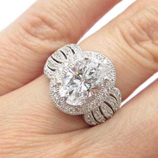 925 Sterling Silver Pave C Z Ring Size 5.25